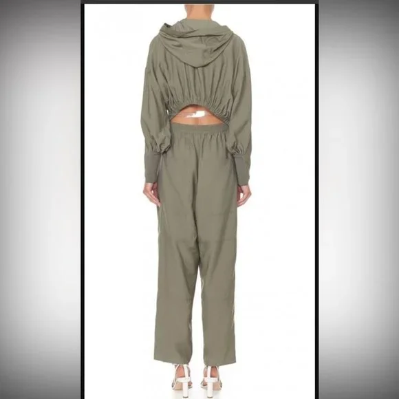 Tibi NWT Washed Viscose Utility Hoodie Jumpsuit in Moss Green LG - Picture 15 of 16